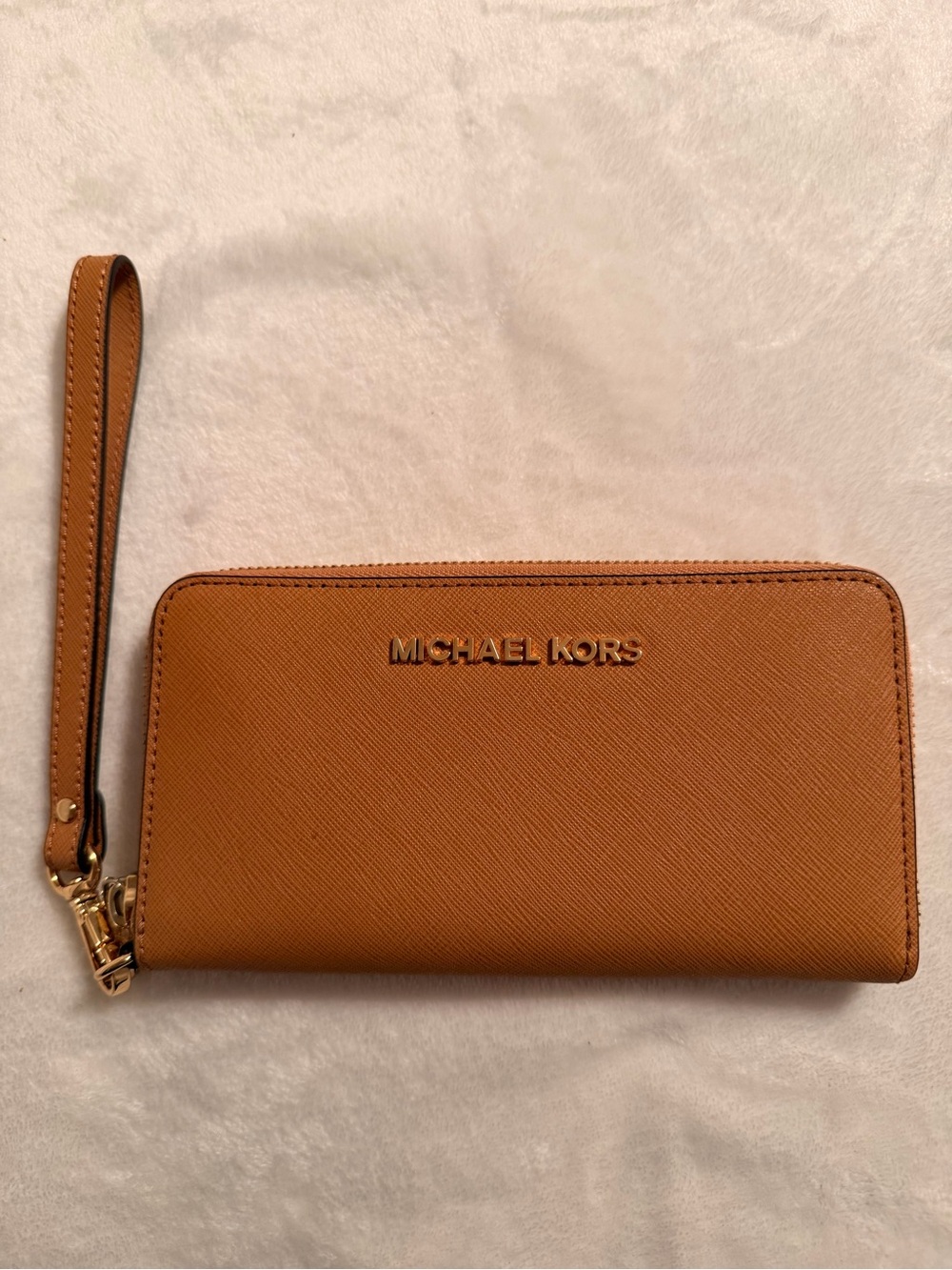 Michael Kors Zip Around Card Wallet in Cognac Brown